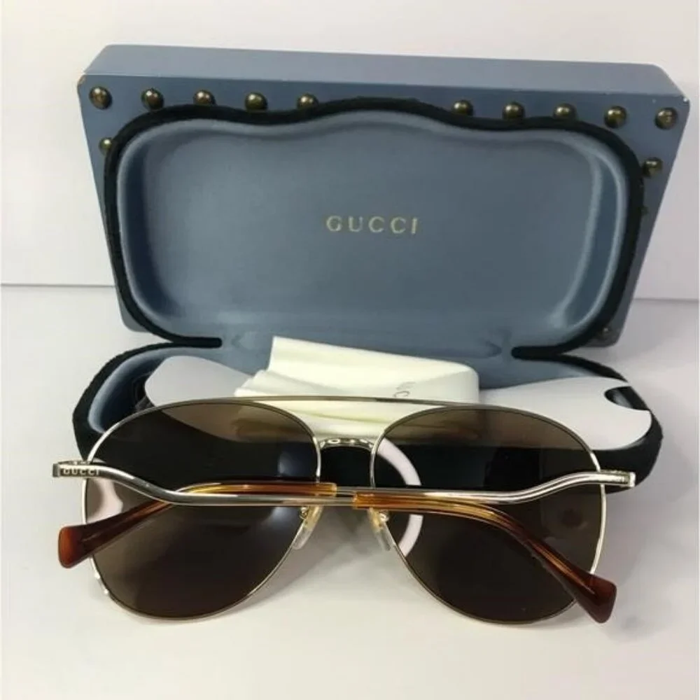 💯 - New Authentic Gucci Brown Pilot Ladies Sunglasses GG0969S 002
